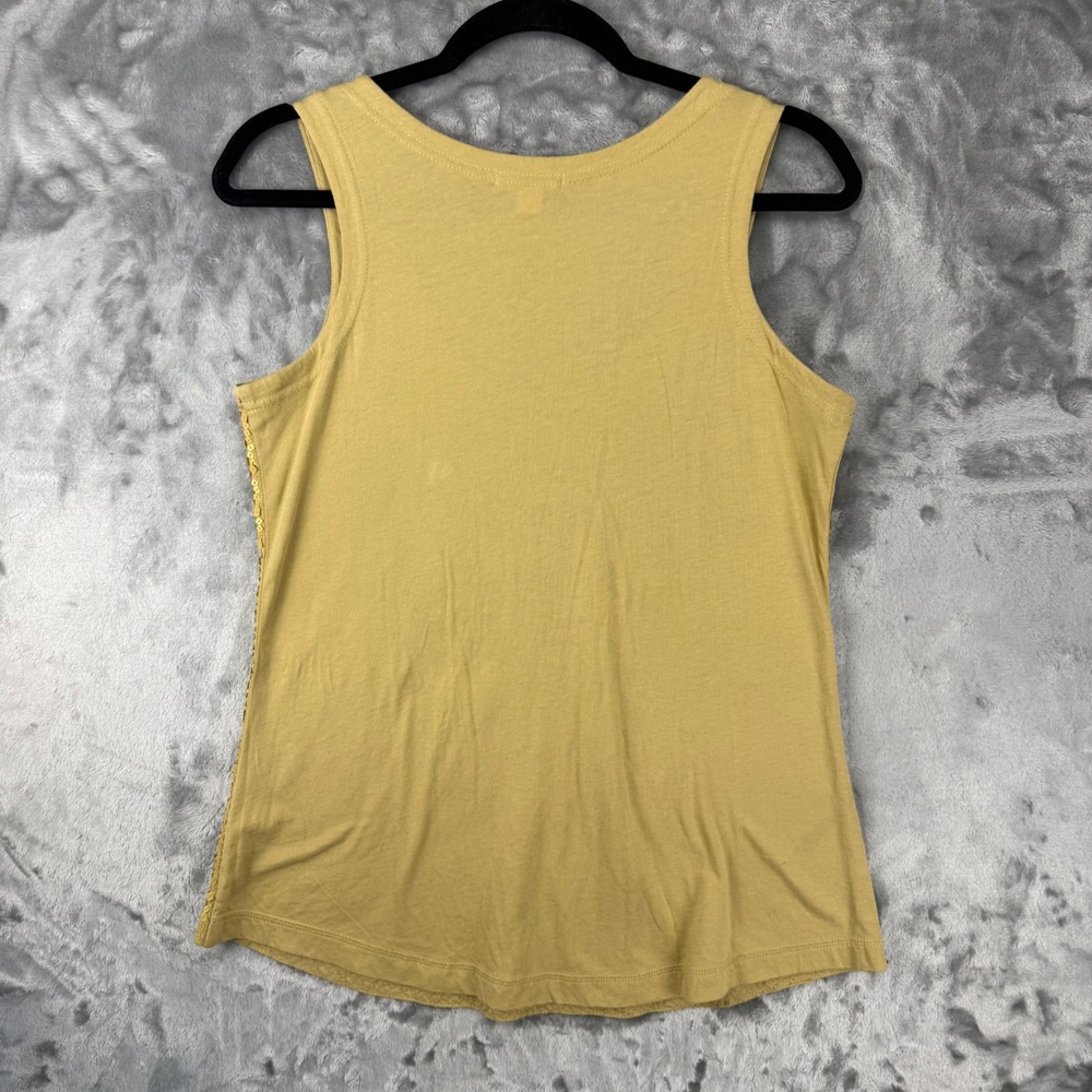 Garnet Hill Womens Small Gold Sequin Tank  Mustard Yellow Sleeveless Scoop Neck - Picture 2 of 14